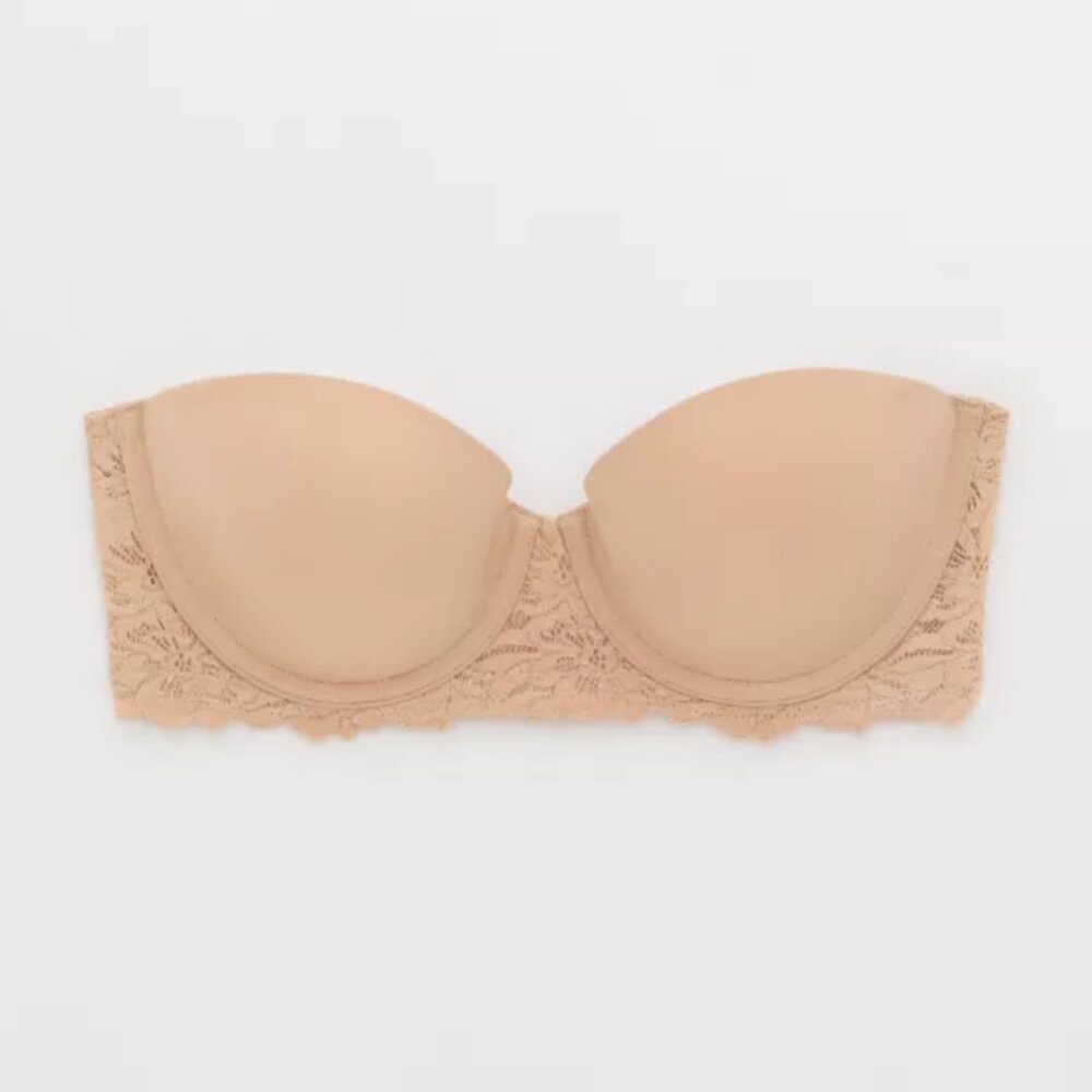 Aerie Show Off Rosey Lace Strapless Push Up Bra
